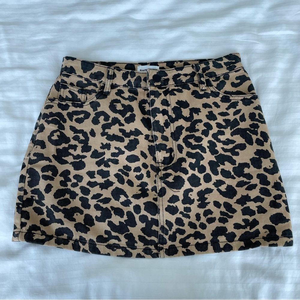 Super down leopard mini skirt - small